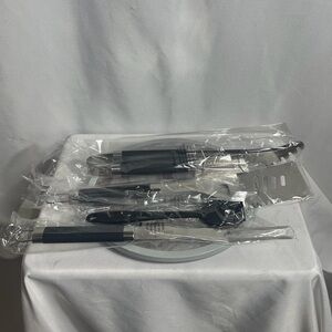 GRILLUX BBQ Grill Tool Set 4pc Stainless Steel Spatula Tongs Fork Tools